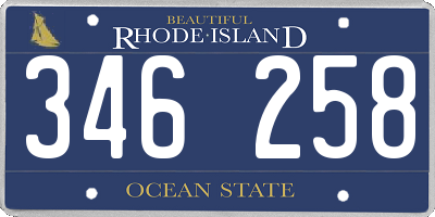 RI license plate 346258