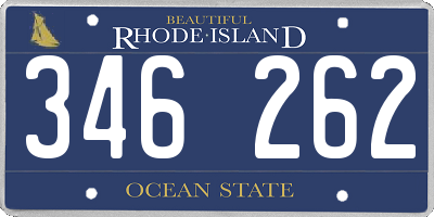 RI license plate 346262