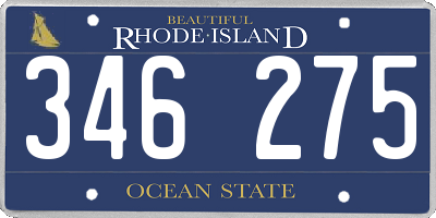 RI license plate 346275