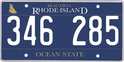 RI license plate 346285