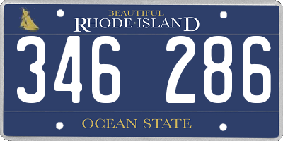 RI license plate 346286