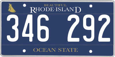 RI license plate 346292