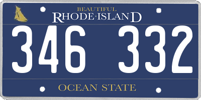 RI license plate 346332