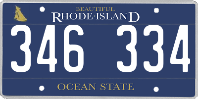 RI license plate 346334