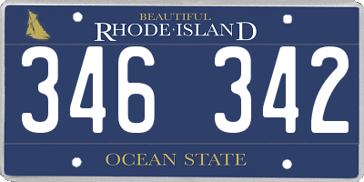 RI license plate 346342