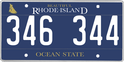 RI license plate 346344