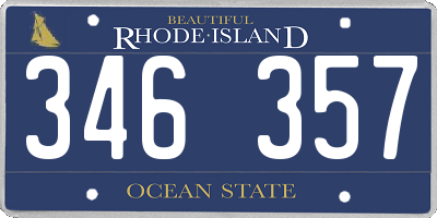 RI license plate 346357