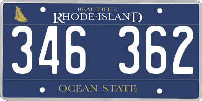 RI license plate 346362
