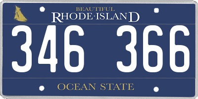 RI license plate 346366