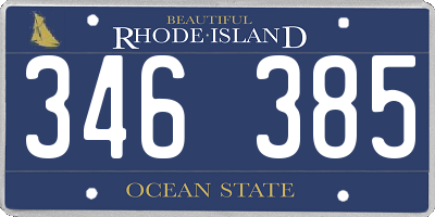 RI license plate 346385