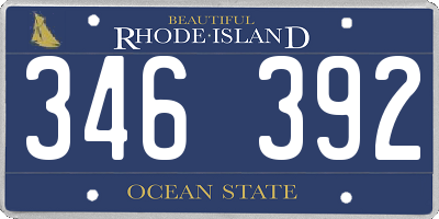 RI license plate 346392