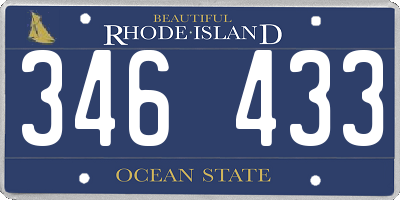 RI license plate 346433