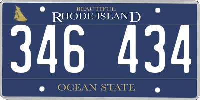 RI license plate 346434