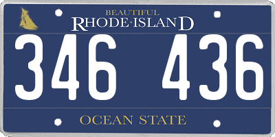 RI license plate 346436