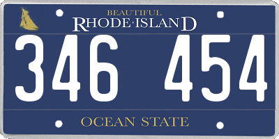 RI license plate 346454