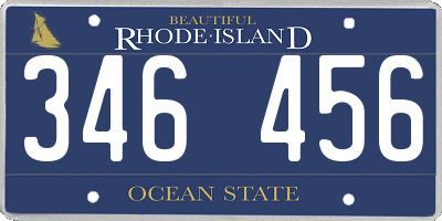 RI license plate 346456
