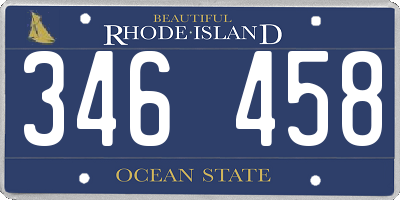 RI license plate 346458