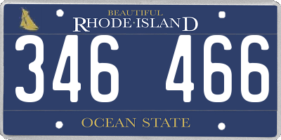 RI license plate 346466