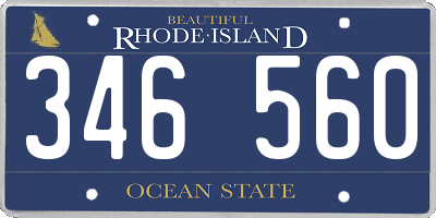 RI license plate 346560
