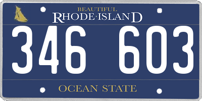 RI license plate 346603