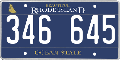 RI license plate 346645
