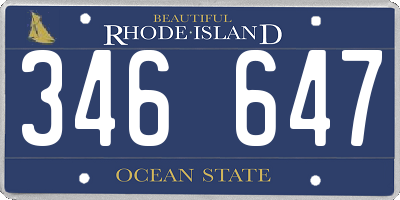 RI license plate 346647