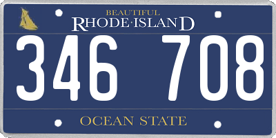 RI license plate 346708