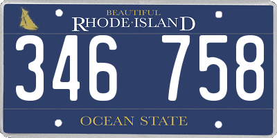 RI license plate 346758