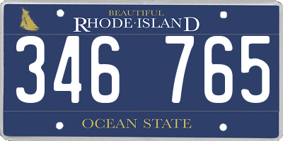 RI license plate 346765