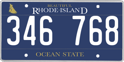 RI license plate 346768