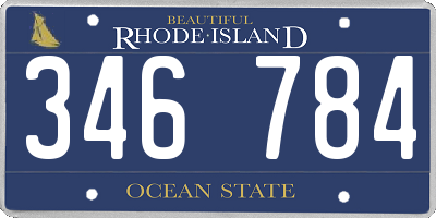 RI license plate 346784