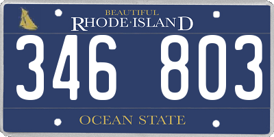 RI license plate 346803