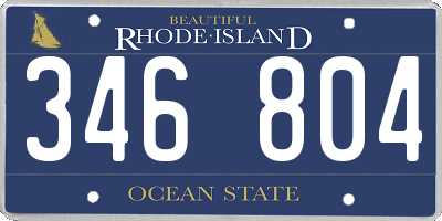 RI license plate 346804