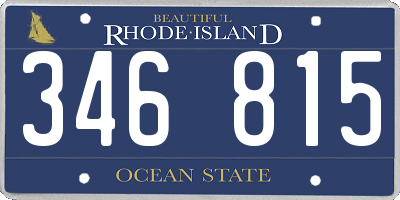 RI license plate 346815