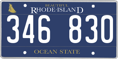 RI license plate 346830