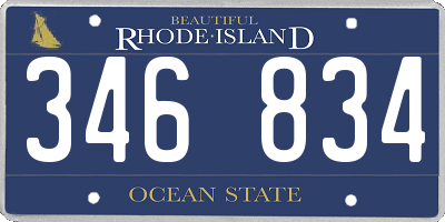 RI license plate 346834
