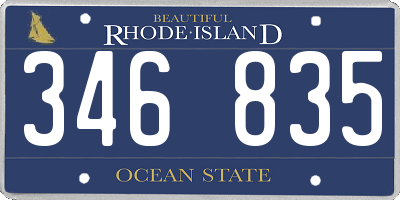 RI license plate 346835