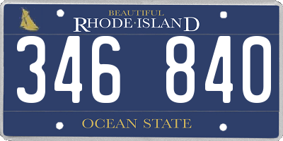 RI license plate 346840