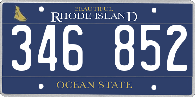 RI license plate 346852