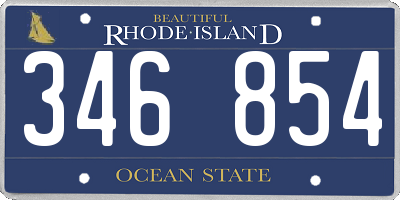 RI license plate 346854