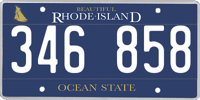 RI license plate 346858