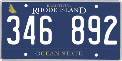 RI license plate 346892
