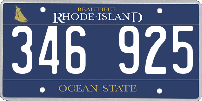 RI license plate 346925