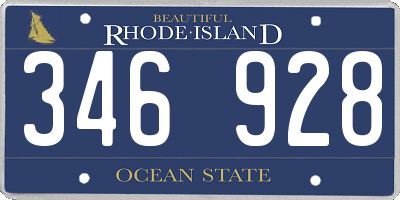 RI license plate 346928