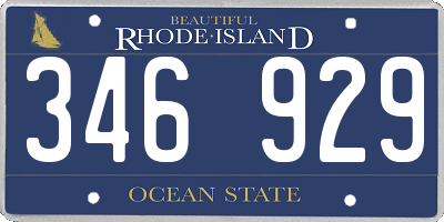 RI license plate 346929
