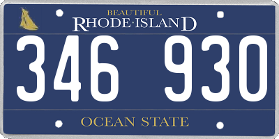 RI license plate 346930