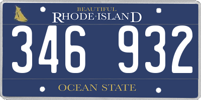 RI license plate 346932