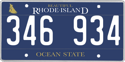 RI license plate 346934