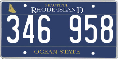 RI license plate 346958