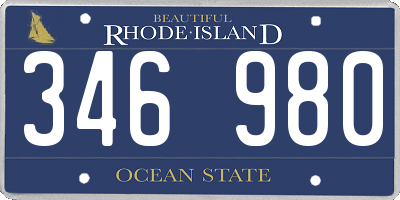RI license plate 346980